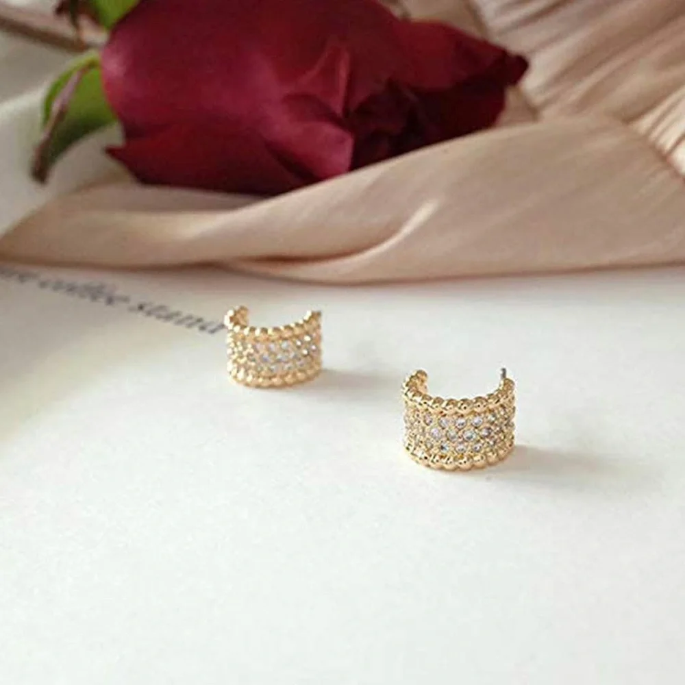 NIP 14K Gold Plated CZ Dainty Silver Cubic Zirconia Hoop Earrings Hypoallergenic